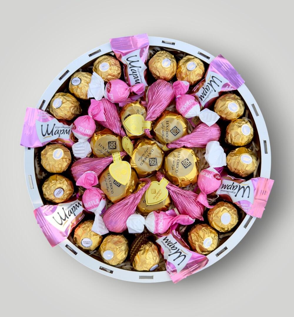 Подарочный набор бокс для нее "Pink Chocolate Garden" №208