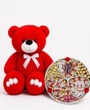 Ведмедик Ветлі 140 см червоний + Подарунковий набір-бокс для неї Sweet Surprise Deluxe