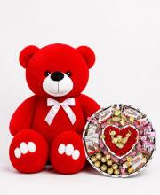 Ведмедик Ветлі 140 см червоний + Подарунковий набір-бокс для неї Love Sweet Elegance