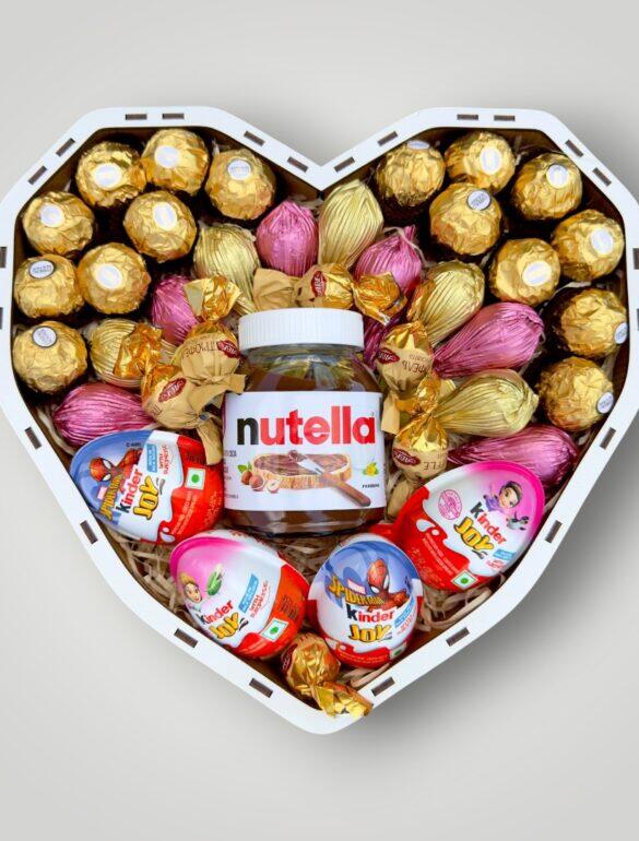 Подарунковий набір бокс для неї "Nutella Kinder Heart" №206