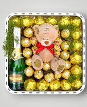 Подарочный набор бокс для нее "Golden Teddy Celebration" №350