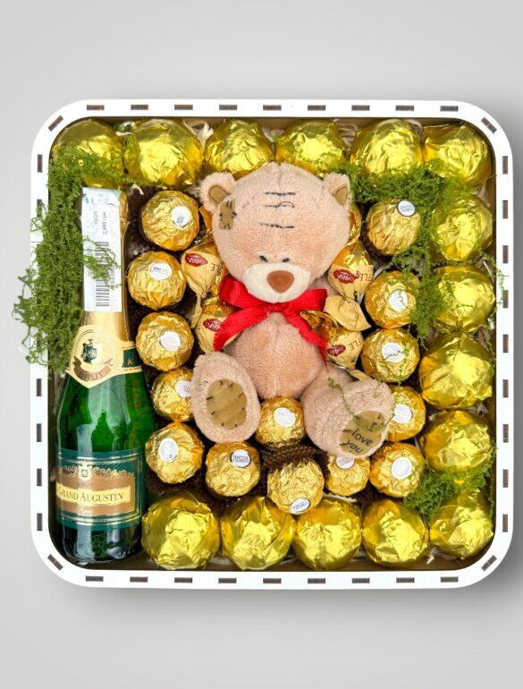 Подарочный набор бокс для нее "Golden Teddy Celebration" №350