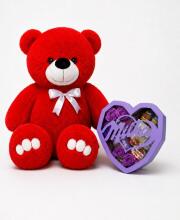 Ведмедик Ветлі 140 см червоний + Подарунковий набір-бокс Love Sweets Deluxe