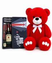 Ведмедик Ветлі 140 см червоний + Крафтовий бокс для нього з алкоголем Jameson