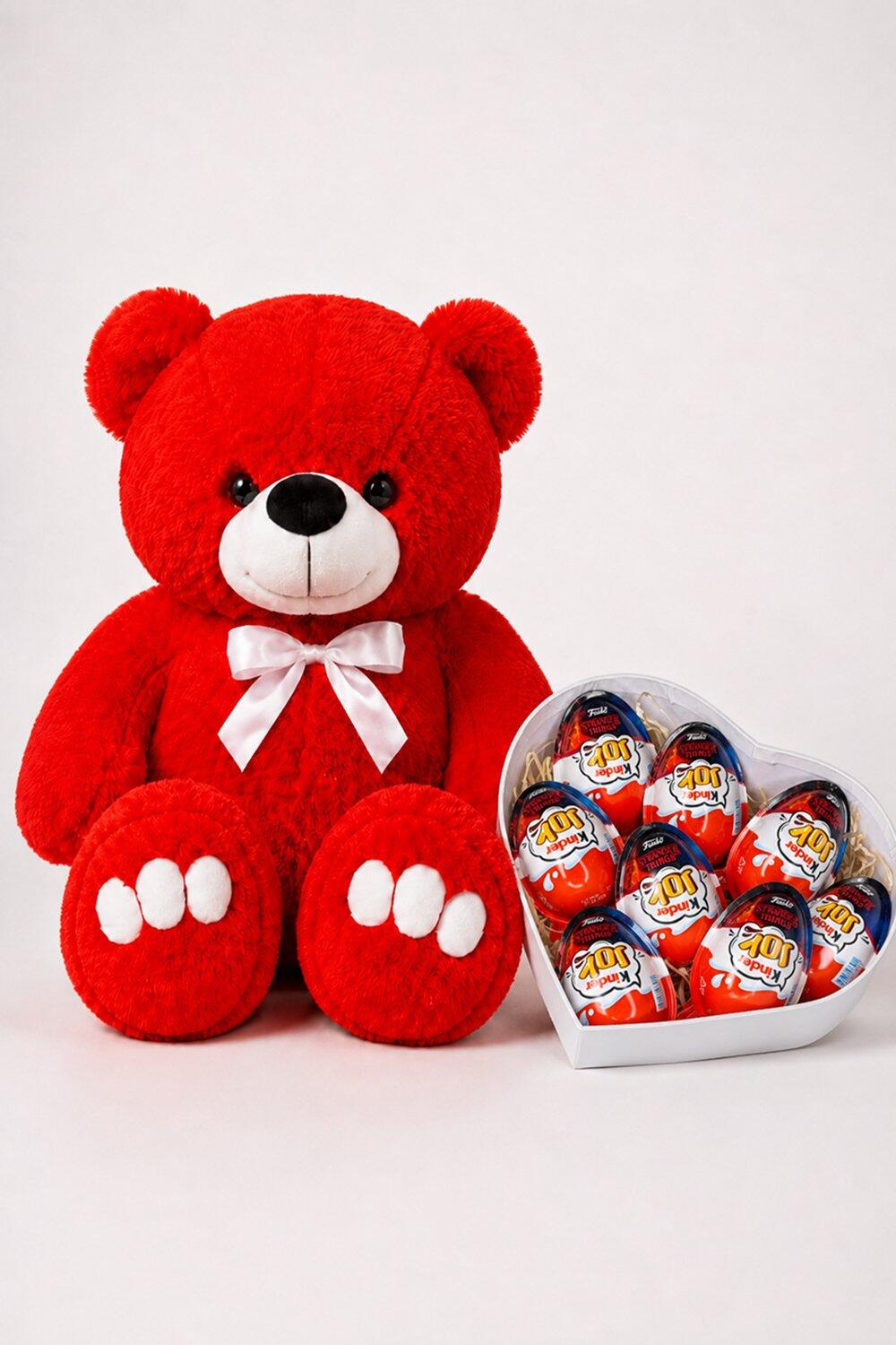 Ведмедик Ветлі 140 см червоний + Подарунковий набір JoyLab Heart Box