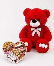Ведмедик Ветлі 140 см червоний + Подарунковий набір-бокс для неї Sweet Princess Box