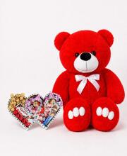 Ведмедик Ветлі 140 см червоний + Подарунковий набір-бокс для неї Double Heart Surprise