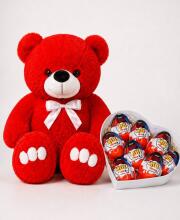 Ведмедик Ветлі 140 см червоний + Подарунковий набір JoyLab Heart Box