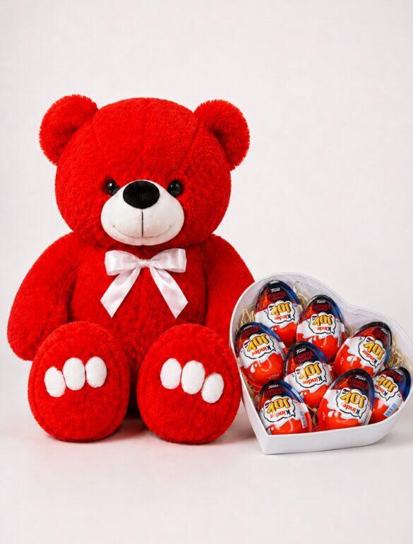 Ведмедик Ветлі 140 см червоний + Подарунковий набір JoyLab Heart Box