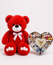 Ведмедик Ветлі 140 см червоний + Солодкий подарунок-бокс для неї Heart Of Joy
