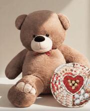 Мишка Ветли 200 см Капучино + Сладкий бокс с Kinder и Ferrero