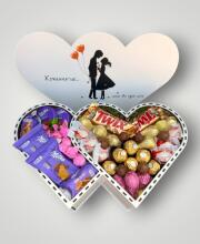 Подарунковий набір бокс для неї "Double Heart Chocolate Love" №325