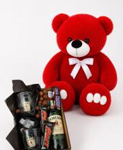 Ведмедик Ветлі 140 см червоний + Подарунковий набір-бокс для нього Bold Taste Box