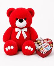 Ведмедик Ветлі 140 см червоний + Солодкий подарунок-бокс Red Candy Love