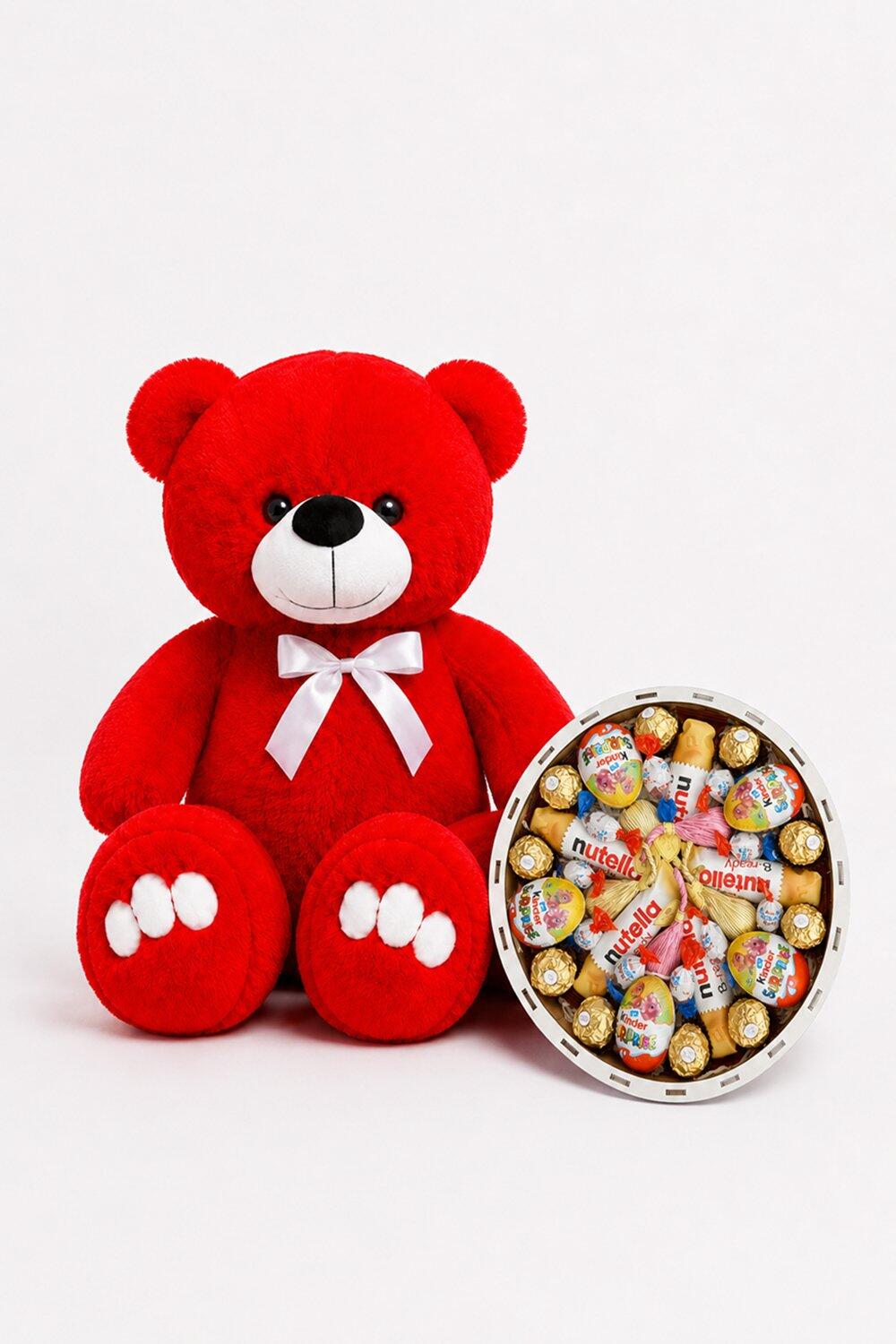 Ведмедик Ветлі 140 см червоний + Подарунковий набір-бокс для неї Kinder Dream Box