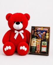 Ведмедик Ветлі 140 см червоний + Подарунковий набір-бокс для нього Jameson Jager Box