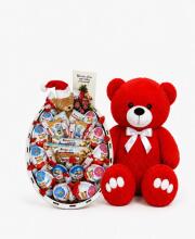 Ведмедик Ветлі 140 см червоний + Подарунковий бокс Kinder Christmas Magic Box