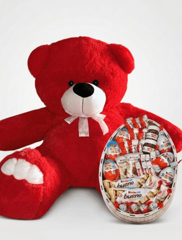 Мишка Ветли 140 см Красный + Kinder Surprise box