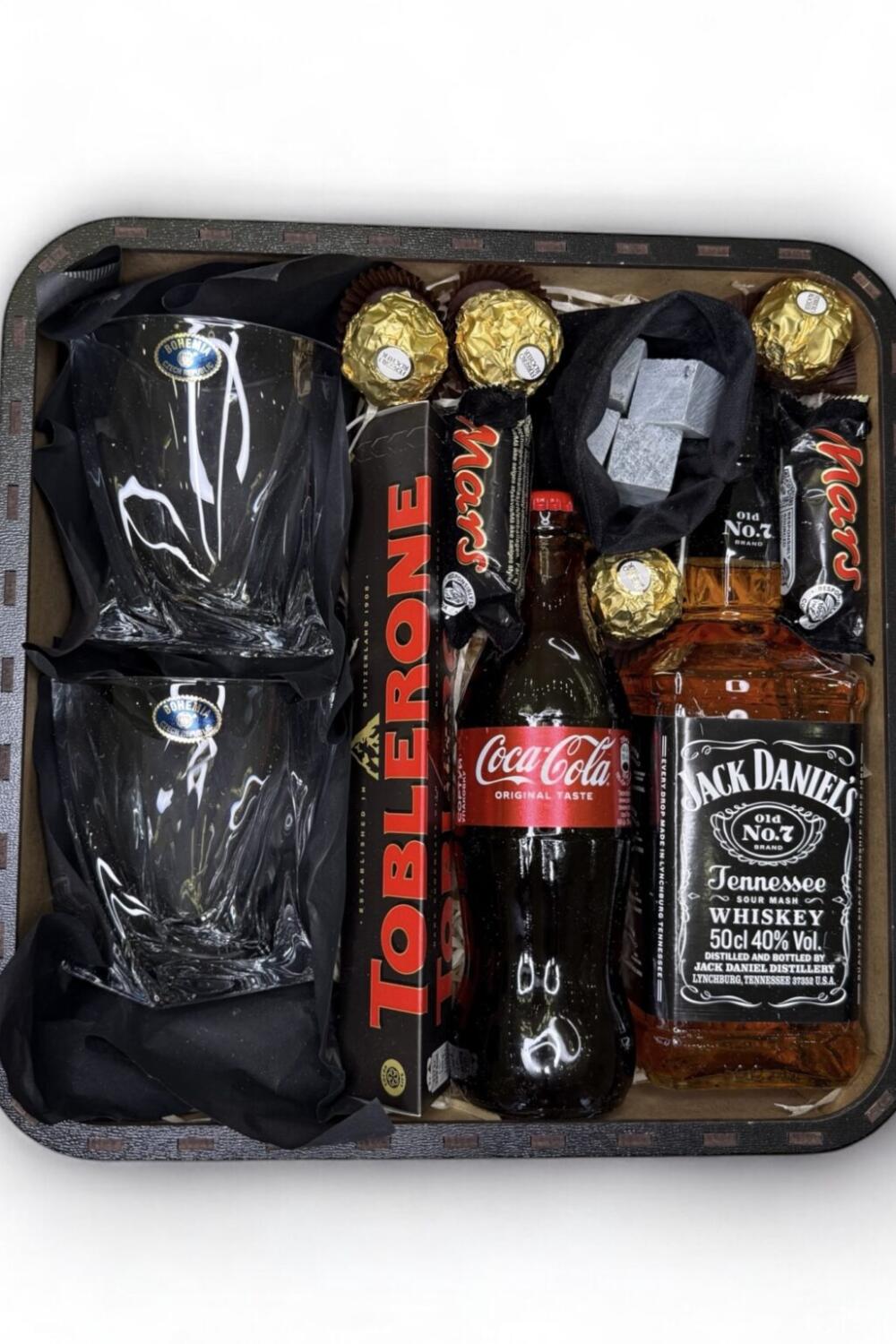 Подарунковий бокс для нього з Jack Daniels, склянками і каменями для віскі №54