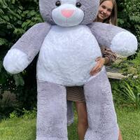 Плюшевый котик 200 см, 2 м Серый
