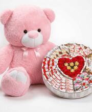 Мишка Ветли 140 см Розовый + Сладкий бокс с Kinder и Ferrero
