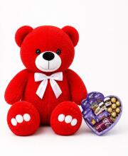 Ведмедик Ветлі 140 см червоний + Солодкий бокс-подарунок Milka Moments