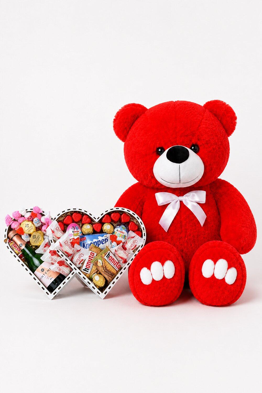Ведмедик Ветлі 140 см червоний + Подарунковий набір-бокс для неї Double Love Box