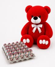 Ведмедик Ветлі 140 см червоний + Kinder WOW Box 30 сюрпризів