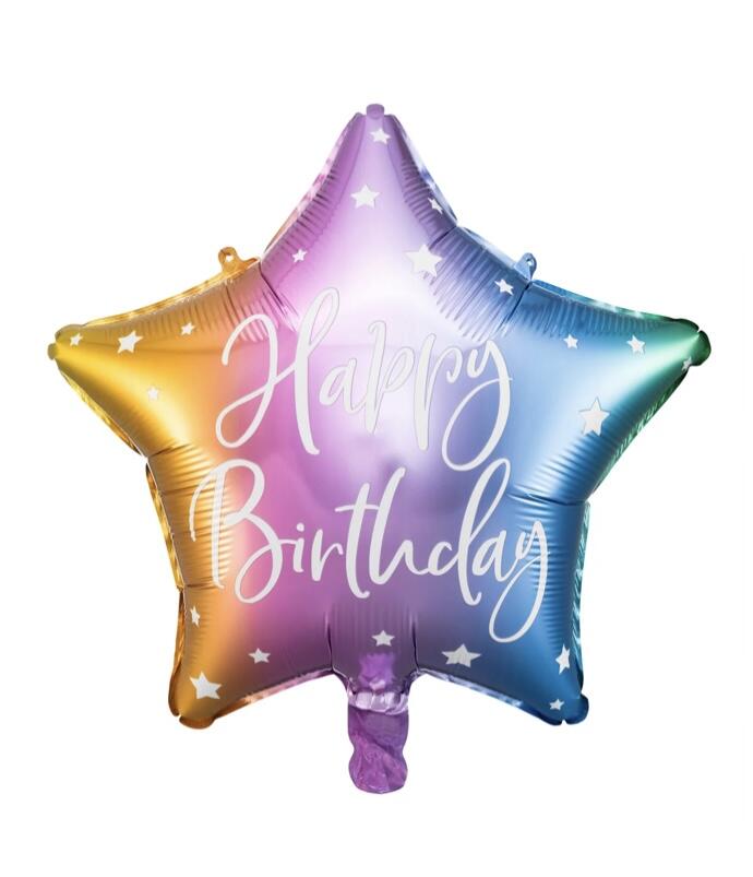 Шарик фольгированный звезда Happy Birthday омбре, 40cm"