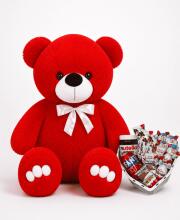 Ведмедик Ветлі 140 см червоний + Солодкий бокс із Kinder ChocoMood