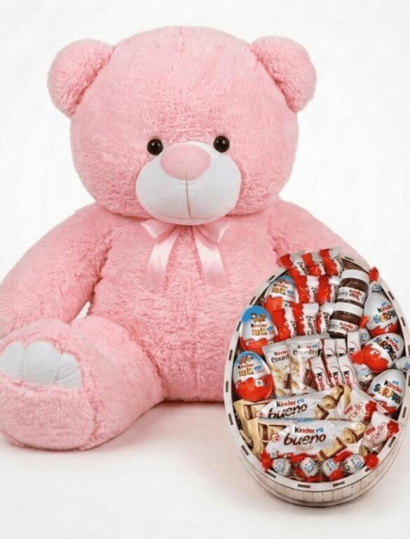 Мишка Ветли 140 см Розовый + Kinder Surprise box