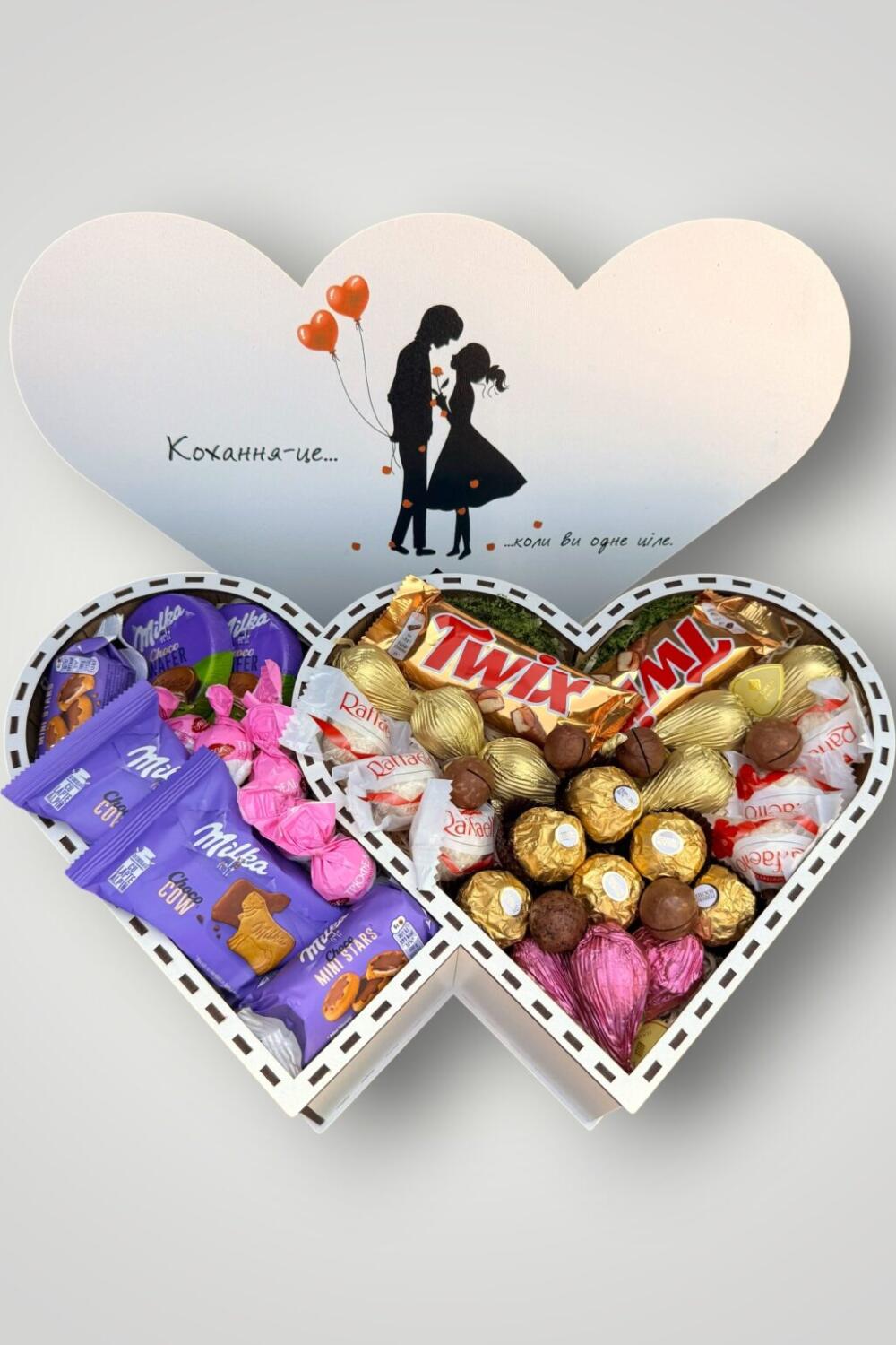 Подарунковий набір бокс для неї "Double Heart Chocolate Love" №325