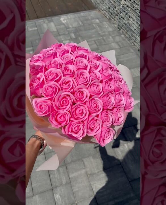 Букет 51шт. розовых роз из мыла "Forever Love"