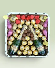 Подарунковий набір бокс для неї "Golden Cheers & Sweets" №225