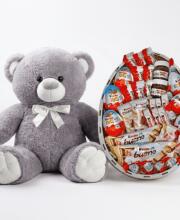 Мишка Томик 100 см Серый+ Kinder Surprise box