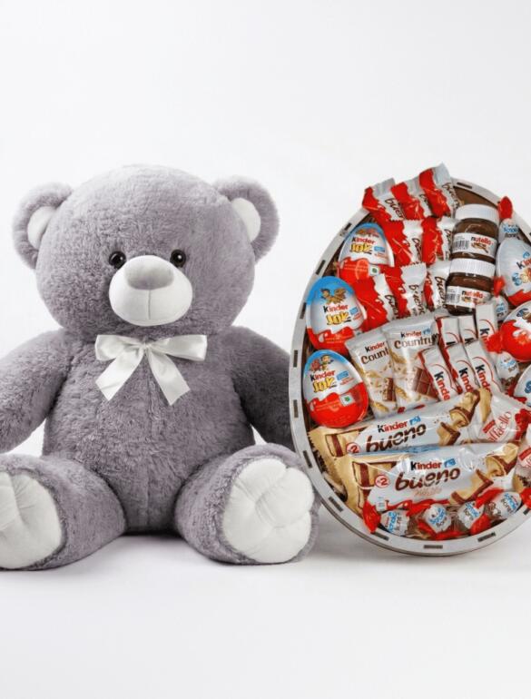 Мишка Томик 100 см Серый+ Kinder Surprise box