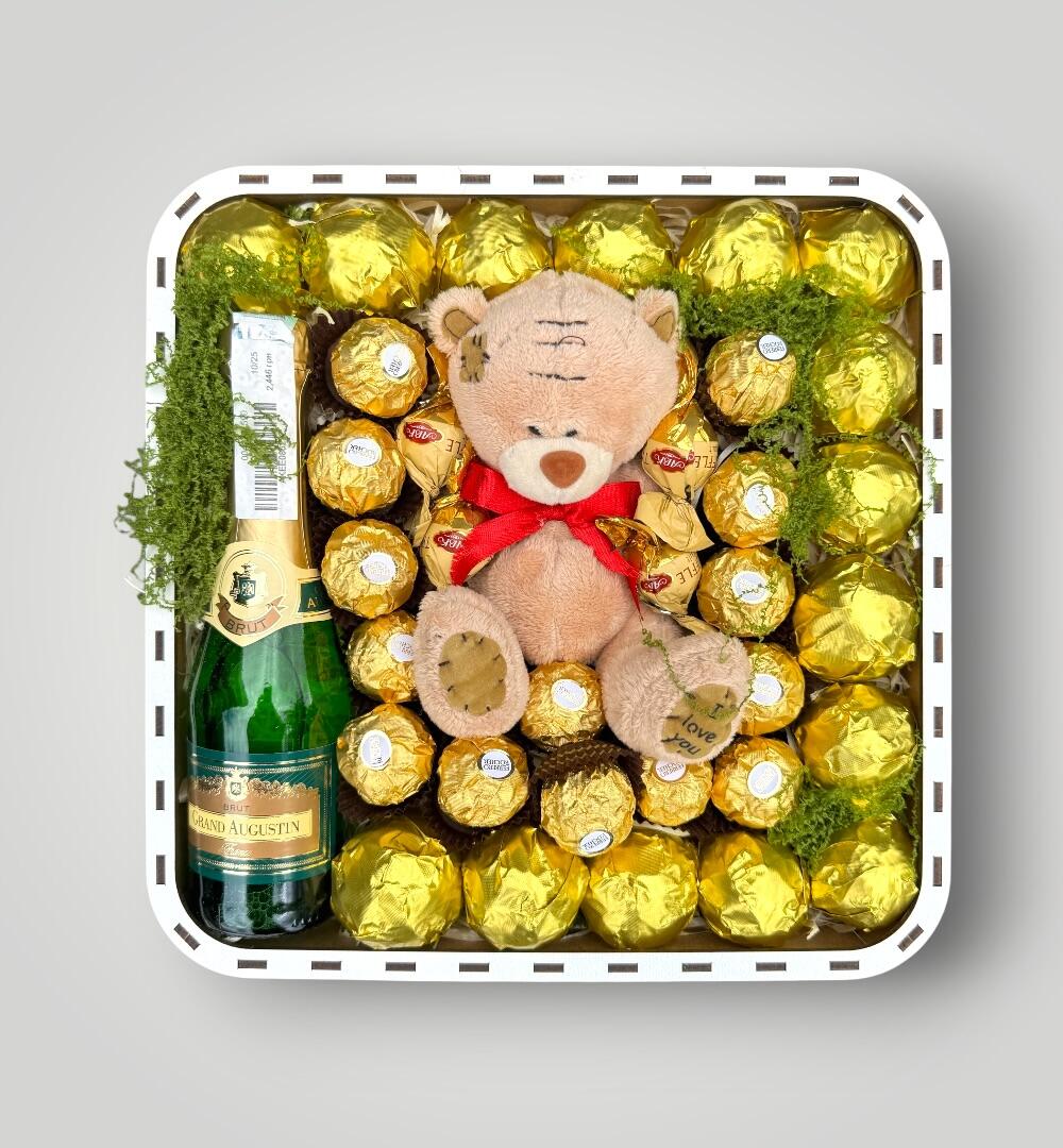Подарочный набор бокс для нее "Golden Teddy Celebration" №350