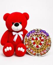 Ведмедик Ветлі 140 см червоний + Подарунковий набір-бокс для неї Golden Love Collection