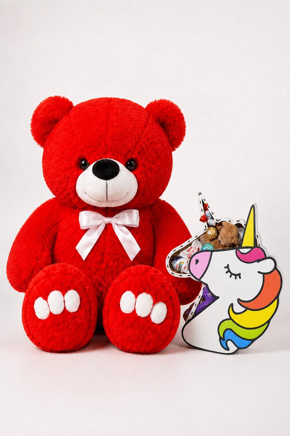 Ведмедик Ветлі 140 см червоний + Подарунковий набір-бокс Kinder Unicorn