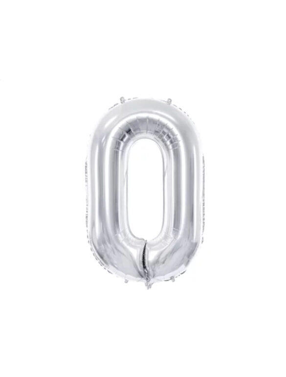 Шарик фольгированный цифра  ''0" серебро