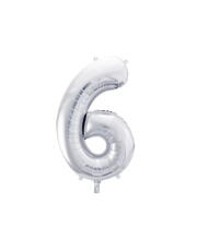 Шарик фольгированный цифра  ''6'' серебро