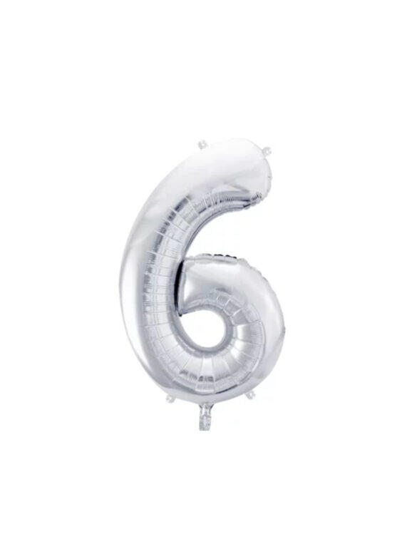 Шарик фольгированный цифра  ''6'' серебро
