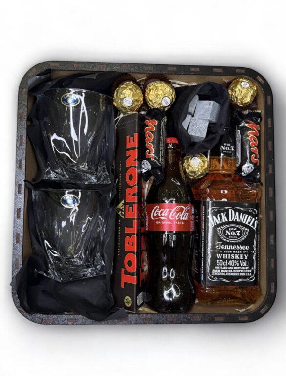 Подарунковий бокс для нього з Jack Daniels, склянками і каменями для віскі №54