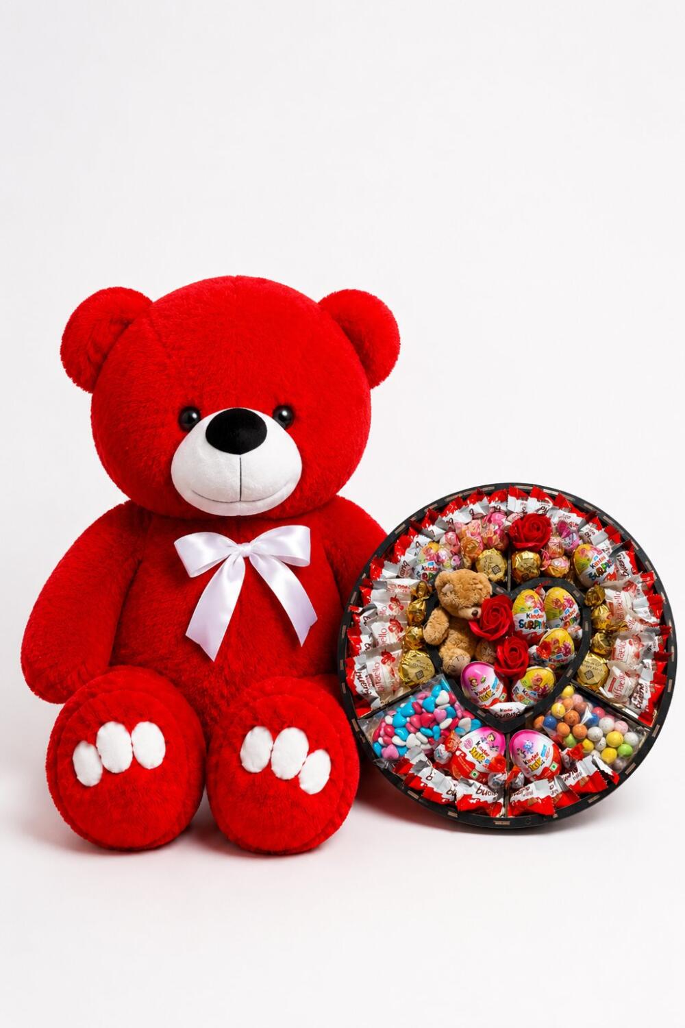 Ведмедик Ветлі 140 см червоний + Подарунковий набір-бокс для неї Teddy Choco Fantasy