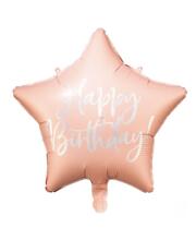 Шарик фольгированный "Розовая звезда Happy Birthday"