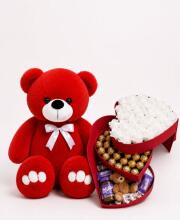 Ведмедик Ветлі 140 см червоний + Солодкий подарунок ChocoLove Box
