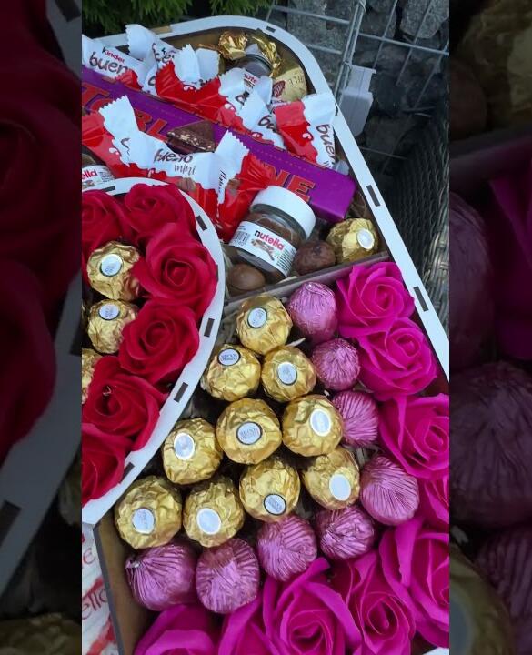 Подарочный набор бокс для нее "Rose Heart Chocolate Box" №320