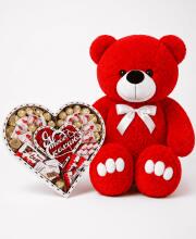 Ведмедик Ветлі 140 см червоний + Подарунковий набір-бокс для неї Girls Sweet Box