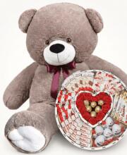 Мишка Ветли 160 см Капучино + Сладкий бокс с Kinder и Ferrero