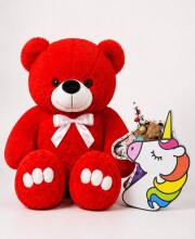 Ведмедик Ветлі 140 см червоний + Подарунковий набір-бокс Kinder Unicorn